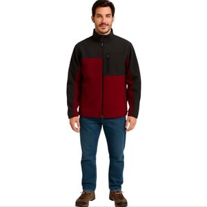 Swiss Tech Black & Red Soft Shell Fleece Lined Mens Stretch Zip Jacket Size Lge